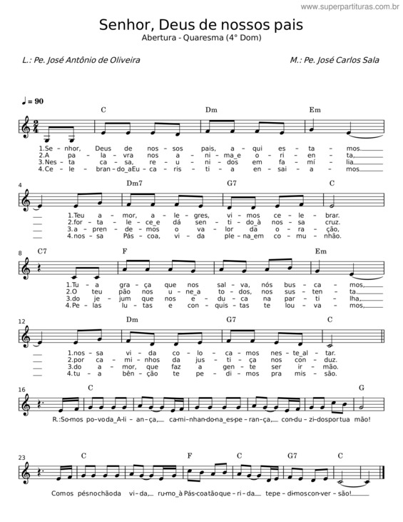 Partitura da música Senhor, Deus De Nossos Pais – Pe. José Carlos Sala