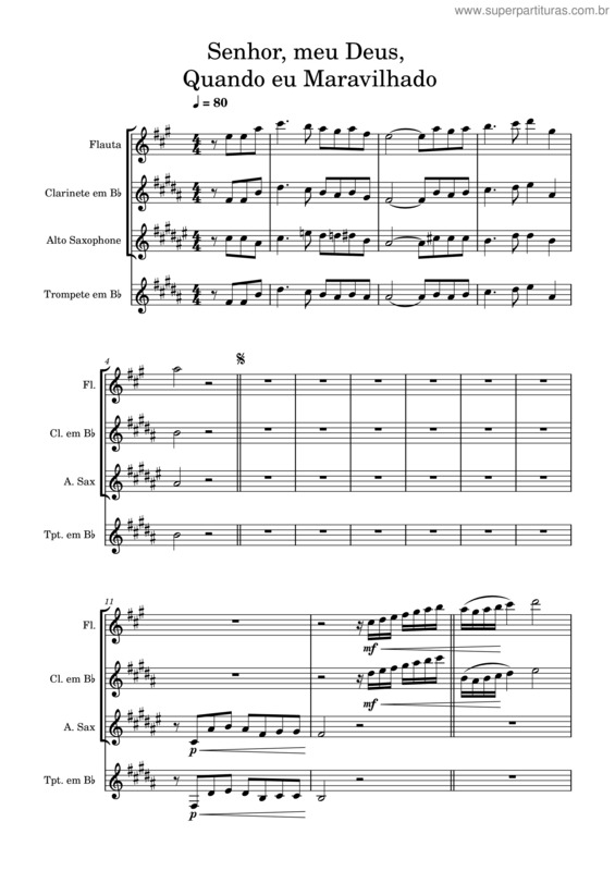 Partitura da música Senhor, Meu Deus, Quando Eu Maravilhado