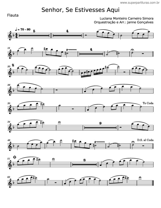 Partitura da música Senhor, Se Estivesses Aqui