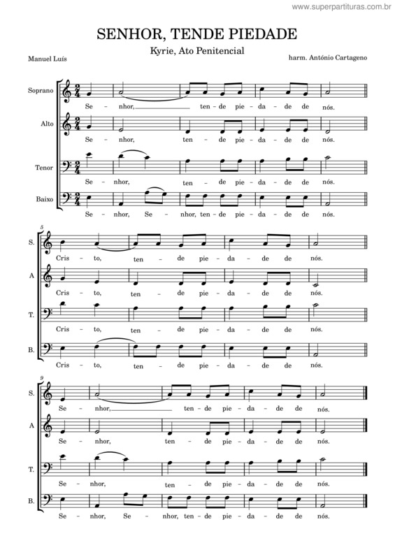 Partitura da música Senhor, Tende Piedade