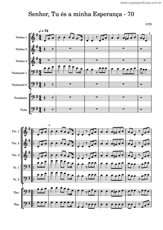 Partitura da música Senhor, Tu És A Minha Esperança