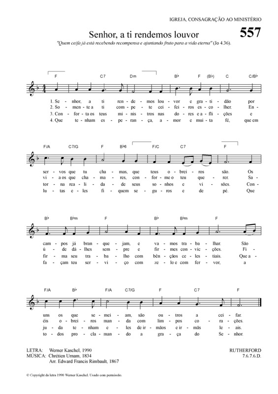 Partitura da música Senhor A Ti Rendemos Louvor