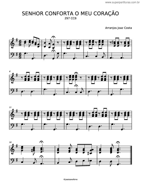 Partitura da música Senhor Conforta Meu Coração