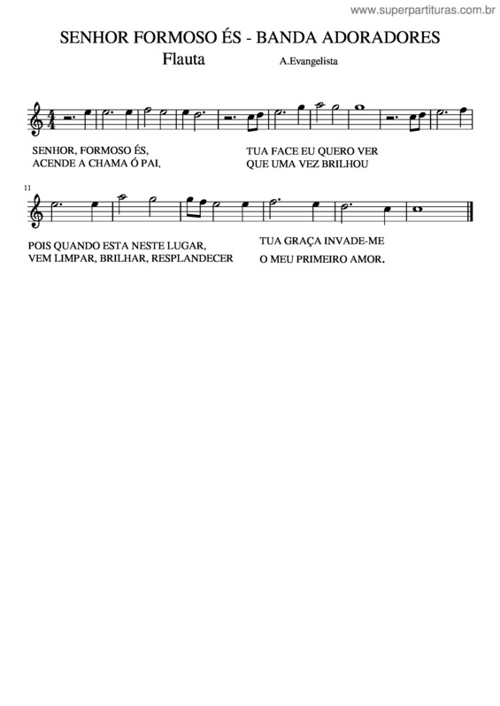 Partitura da música Senhor Formoso És v.2