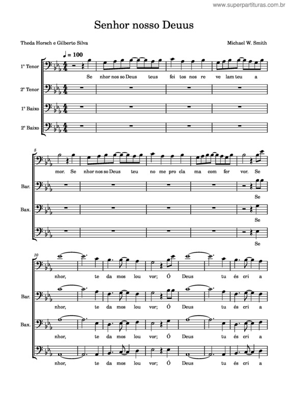 Partitura da música Senhor Nosso Deus