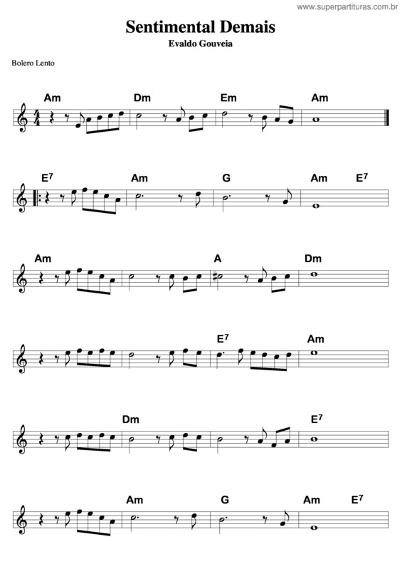 Partitura da música Sentimental Demais v.5