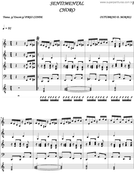 Partitura da música Sentimental v.8