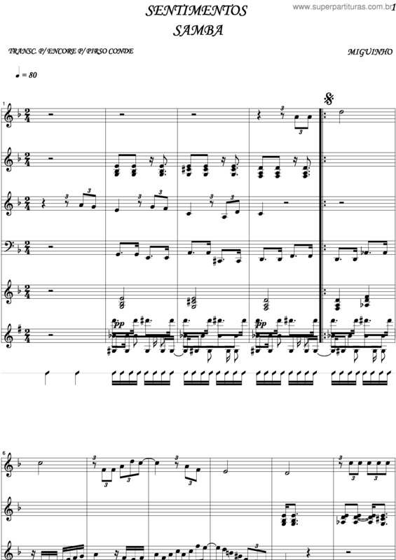 Partitura da música Sentimentos v.3