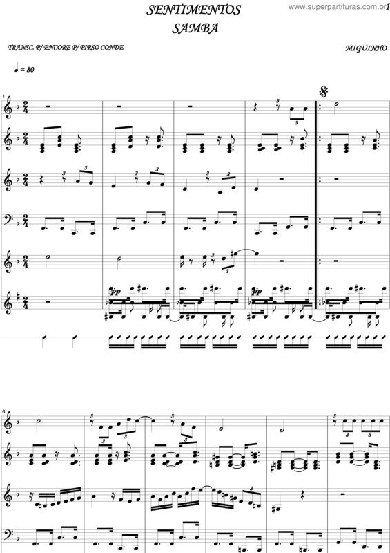 Partitura da música Sentimentos v.4