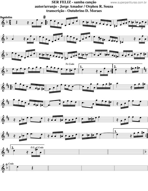 Partitura da música Ser Feliz v.3