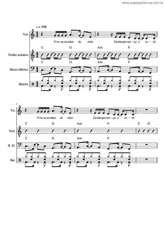 Partitura da música Sera Aula