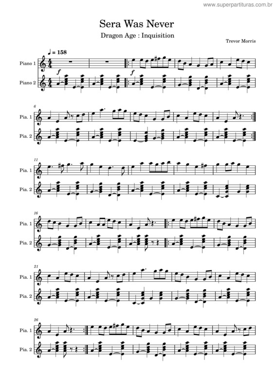 Partitura da música Sera Was Never