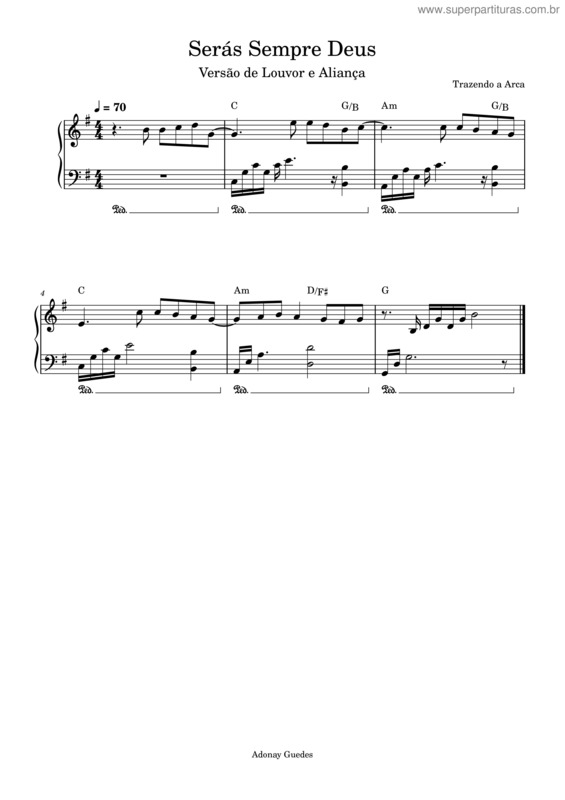 Partitura da música Serás Sempre Deus