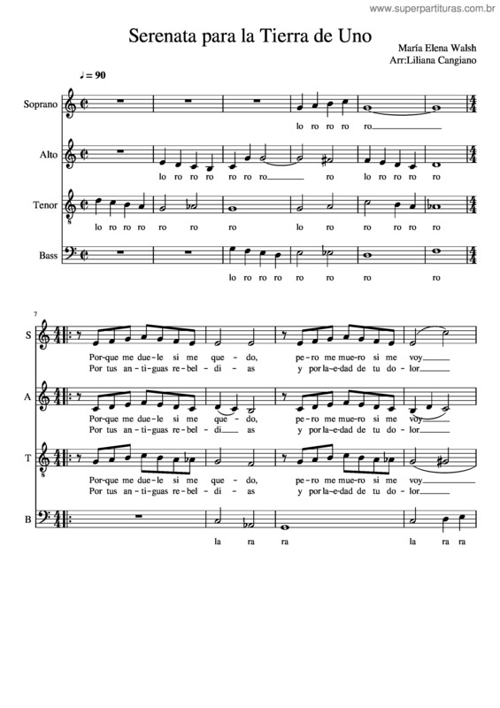 Partitura da música Serenata Para La Tierra De Uno