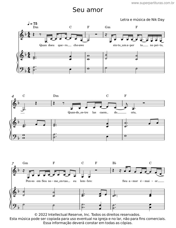 Partitura da música Seu Amor v.2