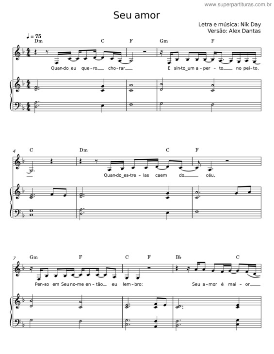 Partitura da música Seu Amor