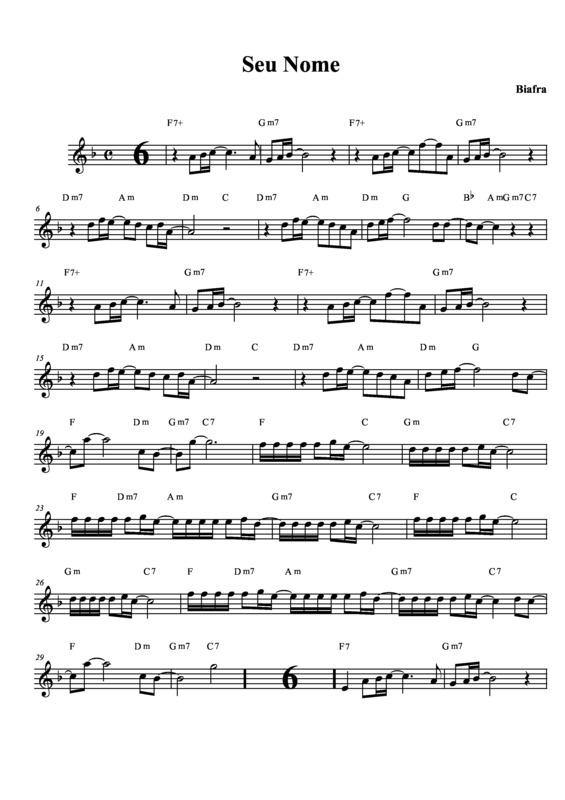 Partitura da música Seu Nome v.2