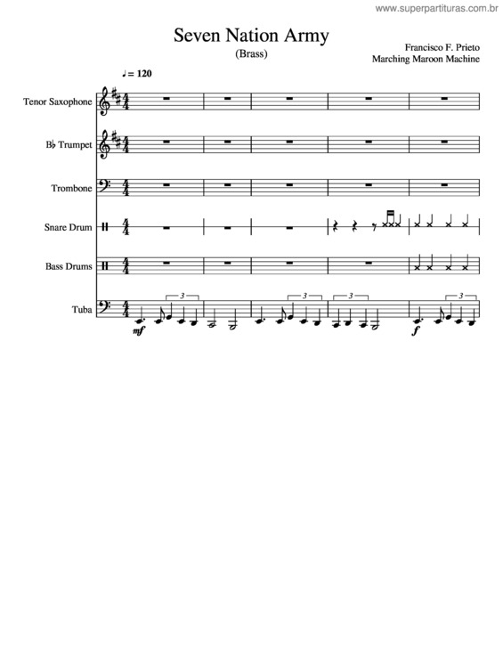 Partitura da música Seven Nation Army v.3