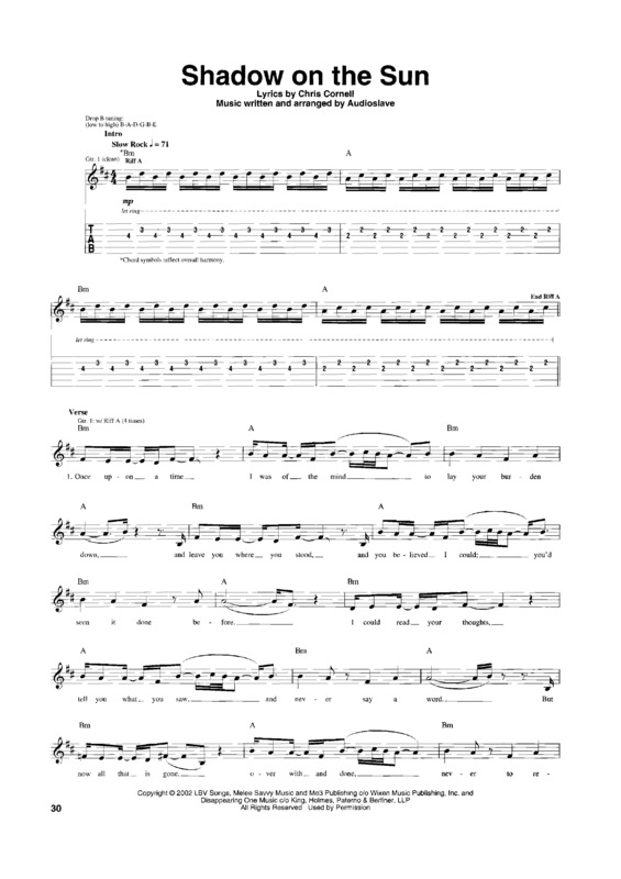 Partitura da música Shadow On The Sun