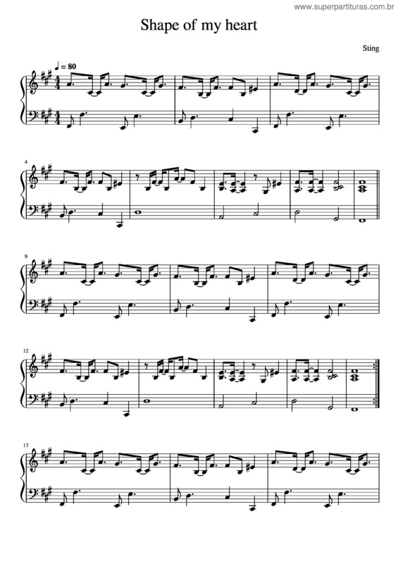 Partitura da música Shape Of My Heart v.3