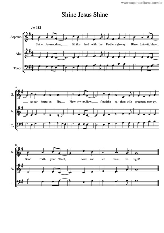 Partitura da música Shine Jesus Shine Sat