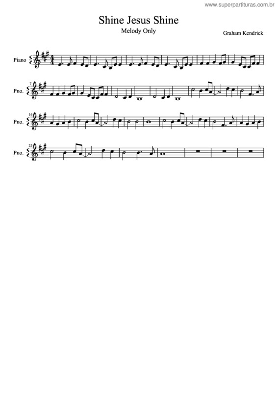 Partitura da música Shine Jesus Shine v.2