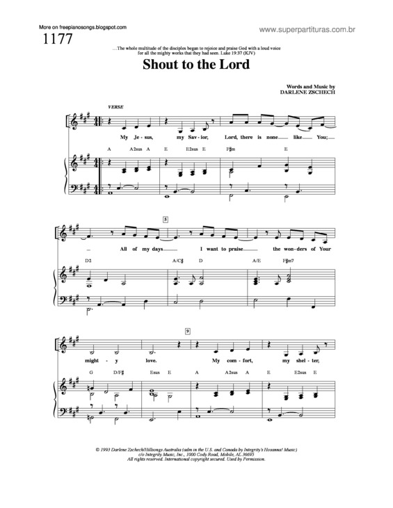 Partitura da música Shout To The Lord v.2