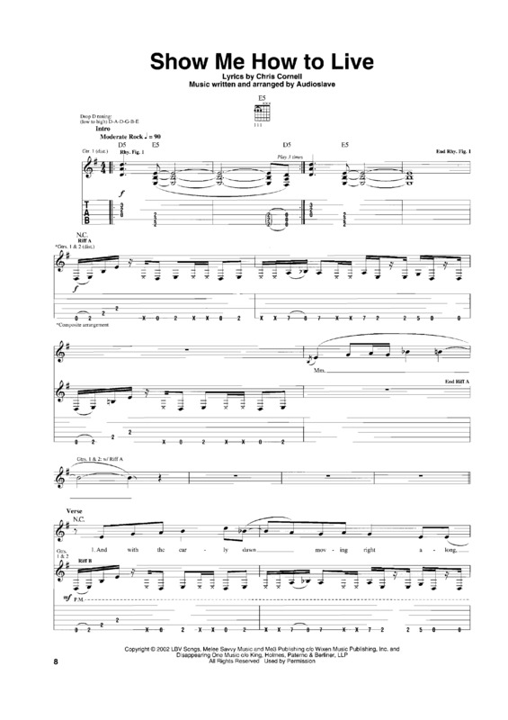 Partitura da música Show Me How To Live v.2