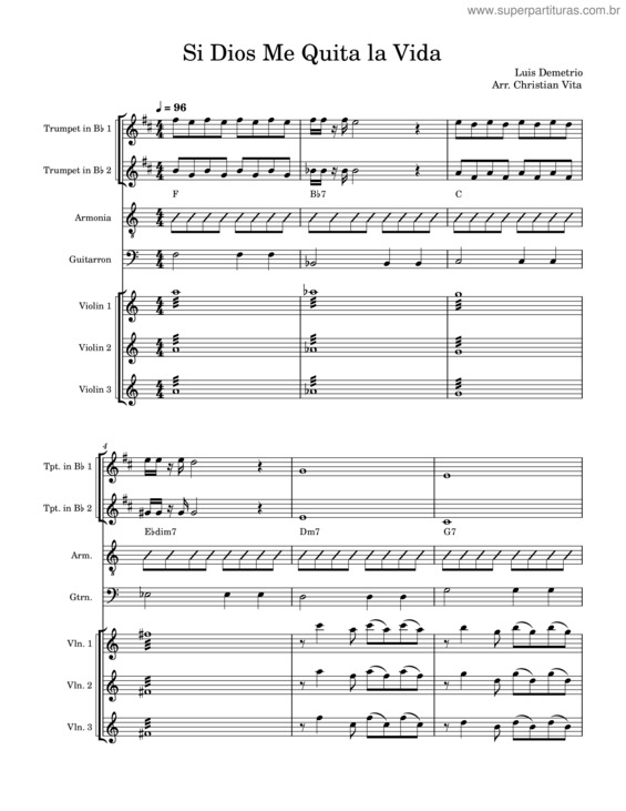 Partitura da música Si Dios Me Quita La Vida