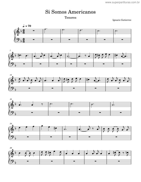 Partitura da música Si Somos Americanos