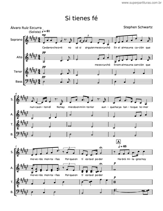 Partitura da música Si Tienes Fé