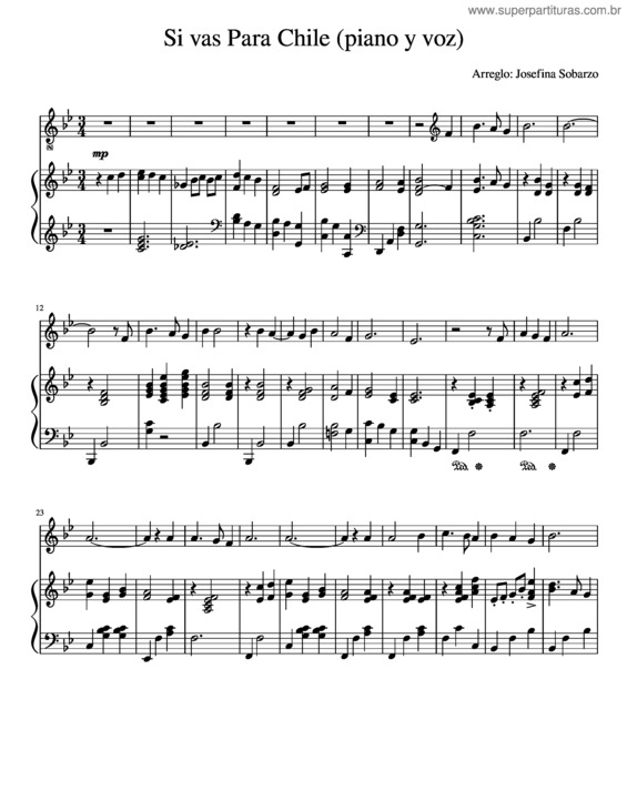 Partitura da música Si Vas Para Chile v.3