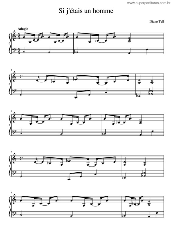 Partitura da música Si_J`Étais_Un_Homme