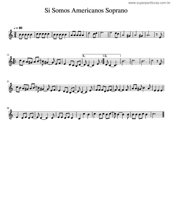 Partitura da música Si_Somos_Americanos_Soprano