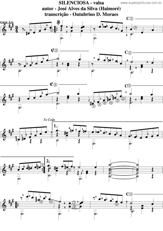 Partitura da música Silenciosa