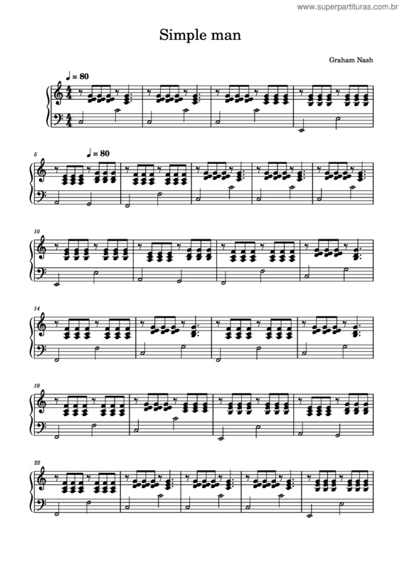 Partitura da música Simple Man v.2