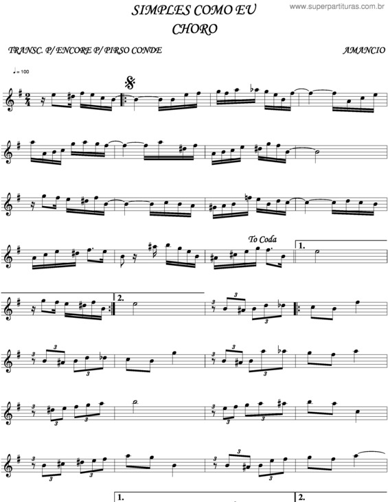 Partitura da música Simples Como Eu