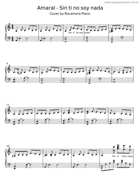 Partitura da música Sin Ti No Soy Nada