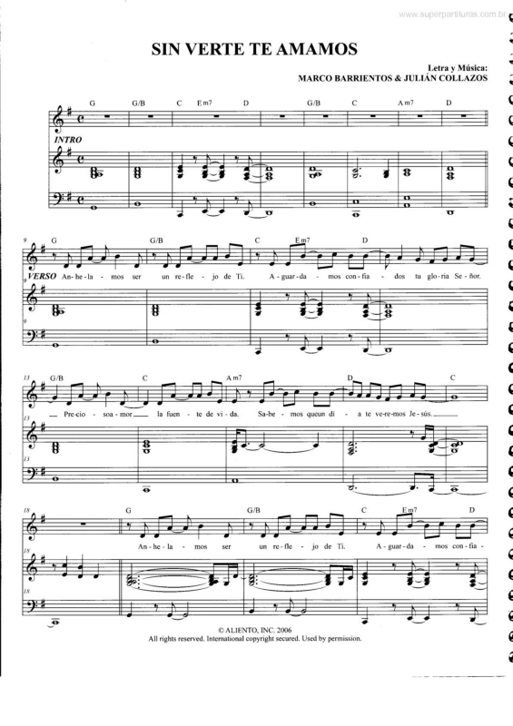 Partitura da música Sin Verte Te Amamos