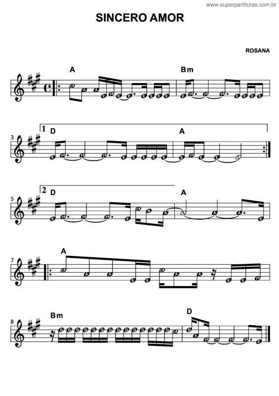 Partitura da música Sincero Amor v.2