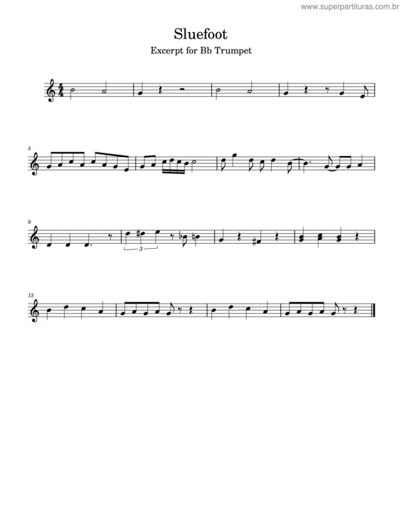 Partitura da música Sluefoot Excerpt 1