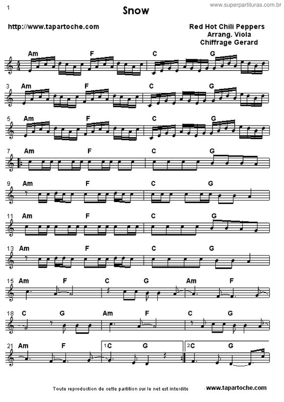 Partitura da música Snow v.2