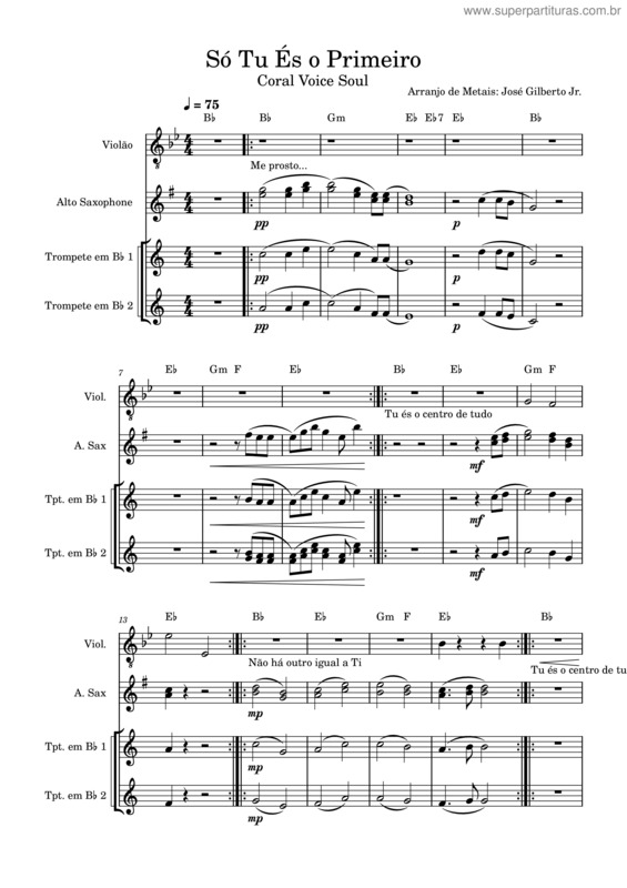 Partitura da música Só Tu És O Primeiro