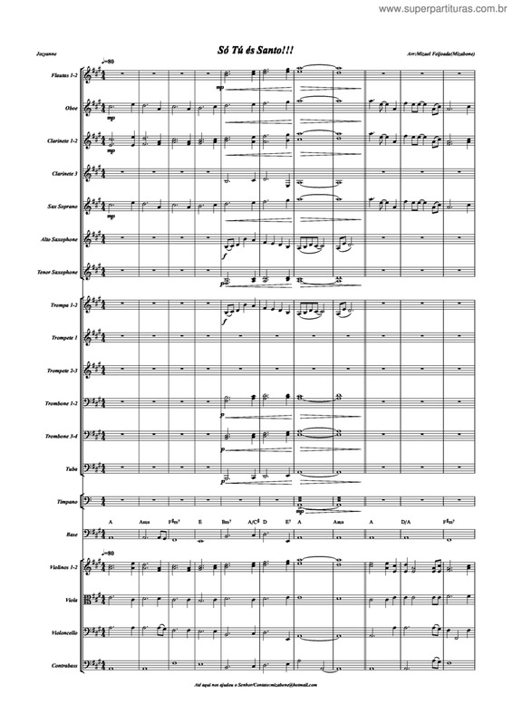 Partitura da música Só Tu És Santo v.3