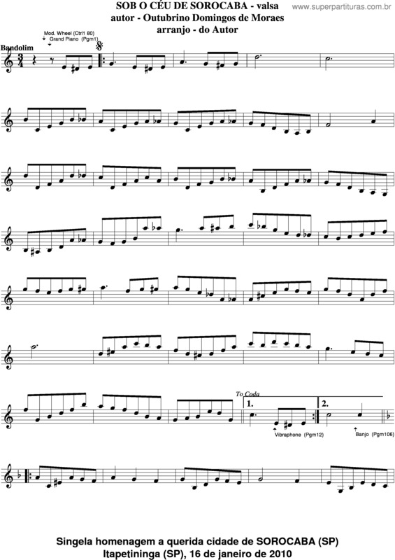 Partitura da música Sob O Céu De Sorocaba v.3