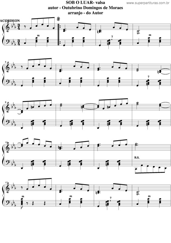 Partitura da música Sob O Luar v.2