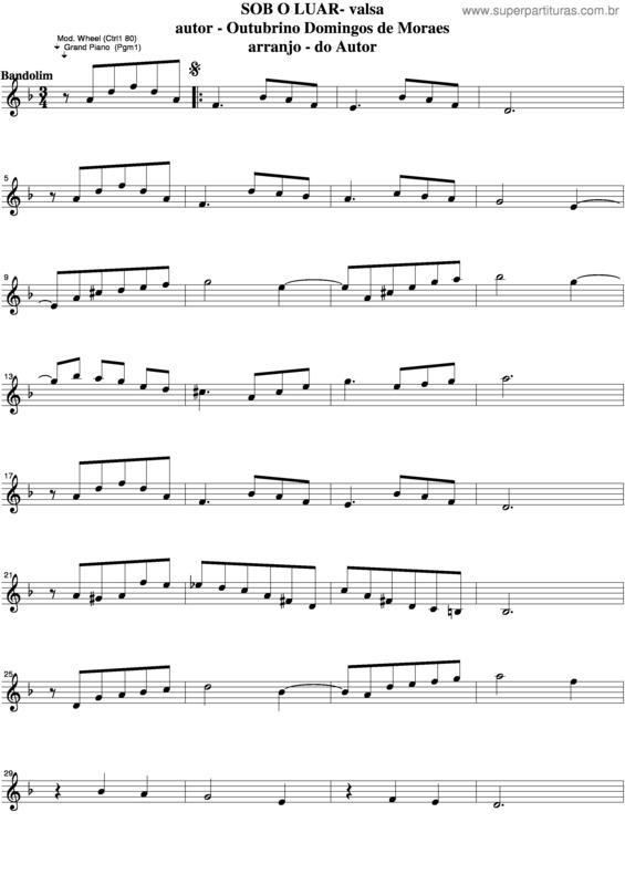 Partitura da música Sob O Luar v.3