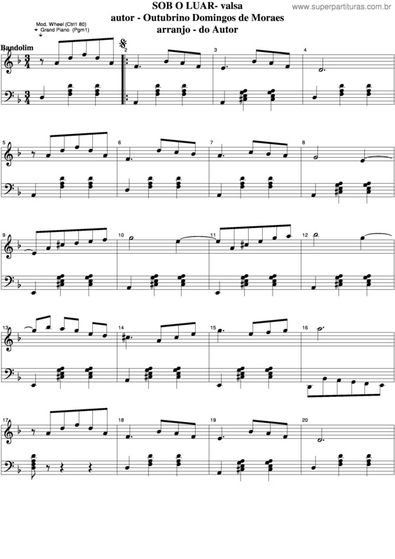 Partitura da música Sob O Luar v.4