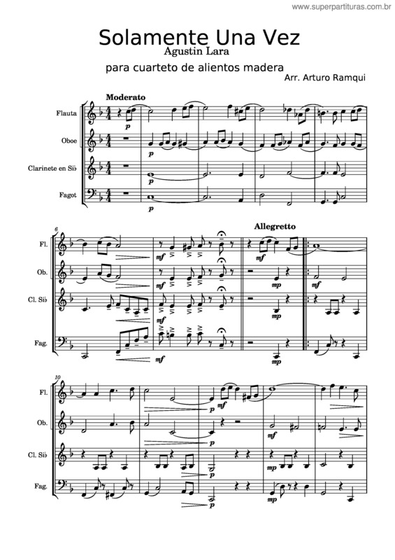 Partitura da música Solamente Una Vez v.6