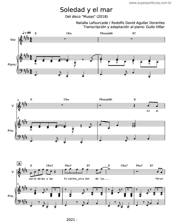 Partitura da música Soledad Y El Mar v.2